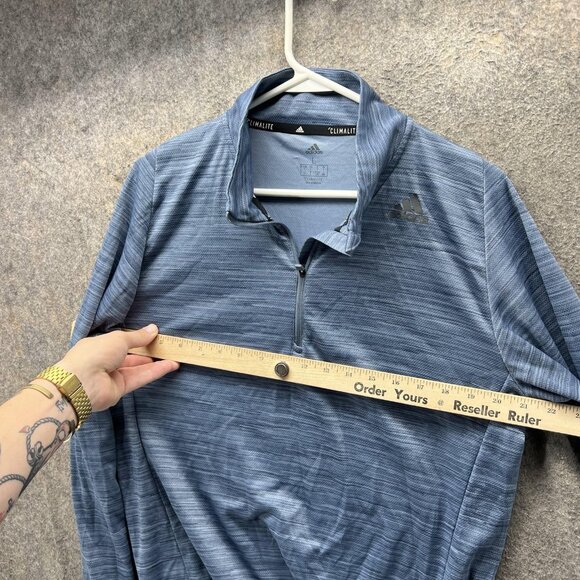 Adidas Sweatshirt Mens Large Blue Climalite Quarter Zip Pullover Athletic Golf - Picture 6 of 10